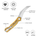 SHOOZIZ HAN308-JUS liner lock folder, 14C28N steel satin, Ultem handle, ceramic bearing, 4.53 inch closed