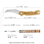 SHOOZIZ HAN308-JUS pocket knife, satin 14C28N blade, Ultem handle, 7.72 inch overall, EDC