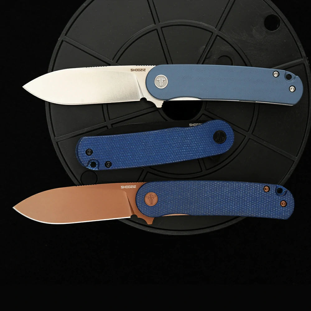 HAN309 Series blue Micarta handle texture, premium linen material luxury finish