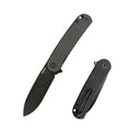 SHOOZIZ HAN309-BMB EDC folding knife with black Micarta handle and black PVD D2 steel blade, full tactical product view