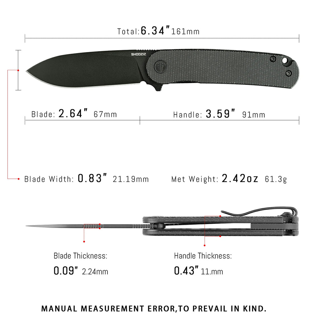 HAN309-BMB pocket knife dimensions, compact tactical size for everyday carry