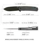HAN309-BMB pocket knife dimensions, compact tactical size for everyday carry