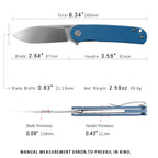 HAN309-LGS pocket knife size reference, compact dimensions for everyday carry