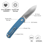 AN309-LGS folding knife liner lock mechanism, secure locking system detail