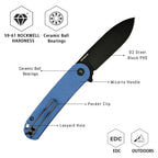 HAN309-LMB folding knife bearing pivot system, smooth reliable operation