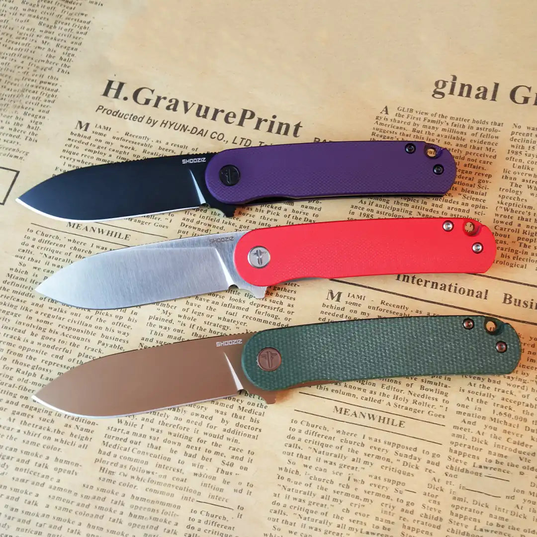 HAN309-series exclusive rose gold/black PVD and Stain coated D2 steel blade, SHOOZIZ PVD/Stain finishdetail