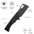 SHOOZIZ HAN317-BGB liner lock folder, DC53 steel with black PVD coating, black G10 handle, ceramic bearing