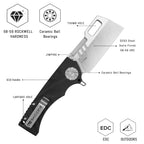 SHOOZIZ HAN317-BGS black G10 handle folding knife, DC53 steel with satin finish, liner lock, everyday carry