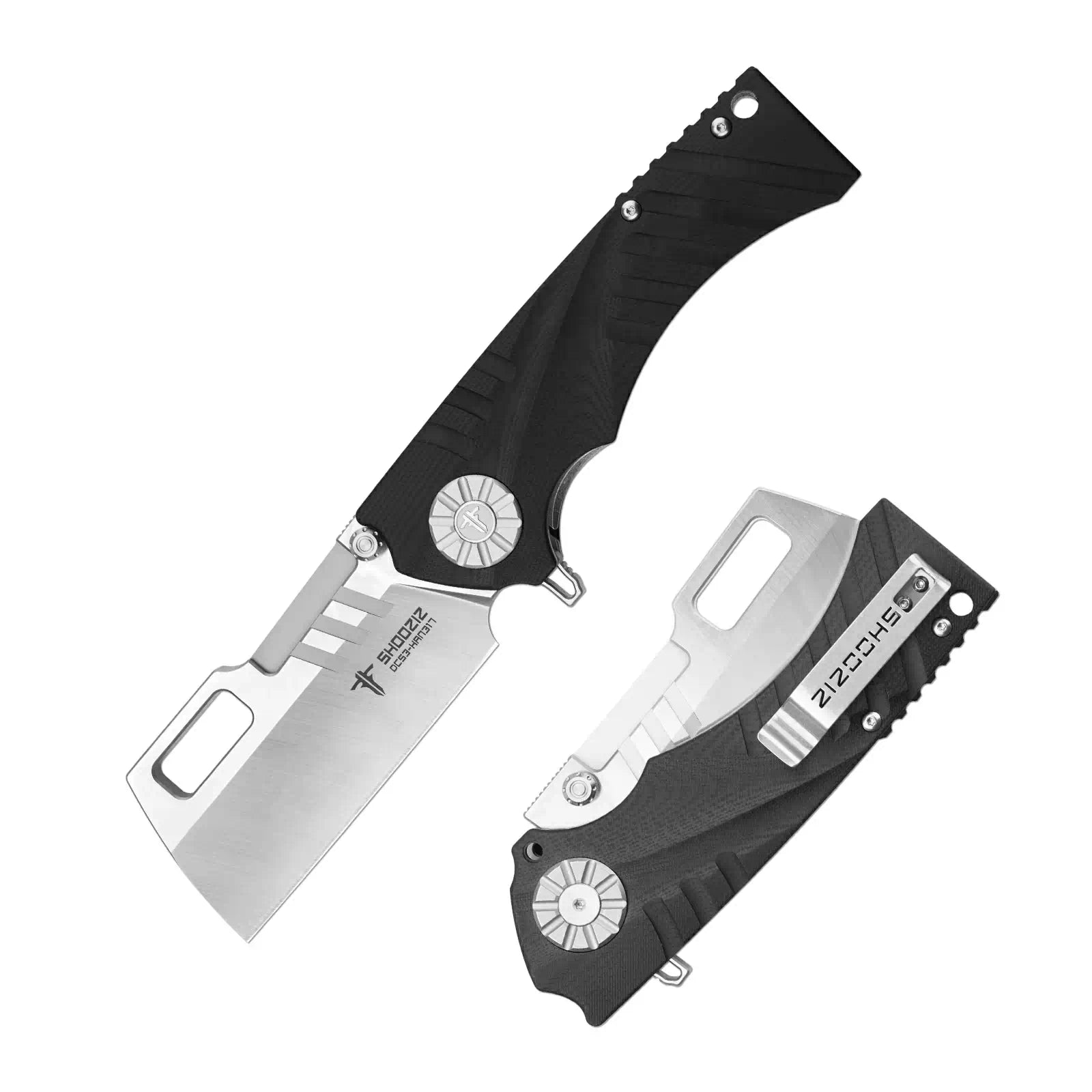 SHOOZIZ HAN317-BGS EDC folding knife, DC53 steel blade with satin finish, black G10 handle, liner lock