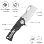 SHOOZIZ HAN317-BGST everyday carry knife, black G10 handle, stonewashed DC53 blade, pocket clip