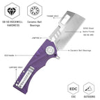 SHOOZIZ HAN317-PGS purple G10 handle folding knife, DC53 steel with satin finish, liner lock, everyday carry