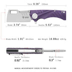 SHOOZIZ HAN317-PGST DC53 steel blade folding knife, stonewashed finish, purple G10 handle, liner lock, EDC pocket knife