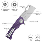 SHOOZIZ HAN317-PGST purple G10 handle folding knife, DC53 steel with stonewashed finish, liner lock, everyday carry