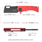 SHOOZIZ HAN317-RGB tactical pocket knife, black PVD DC53 blade, red G10 scales, everyday carry