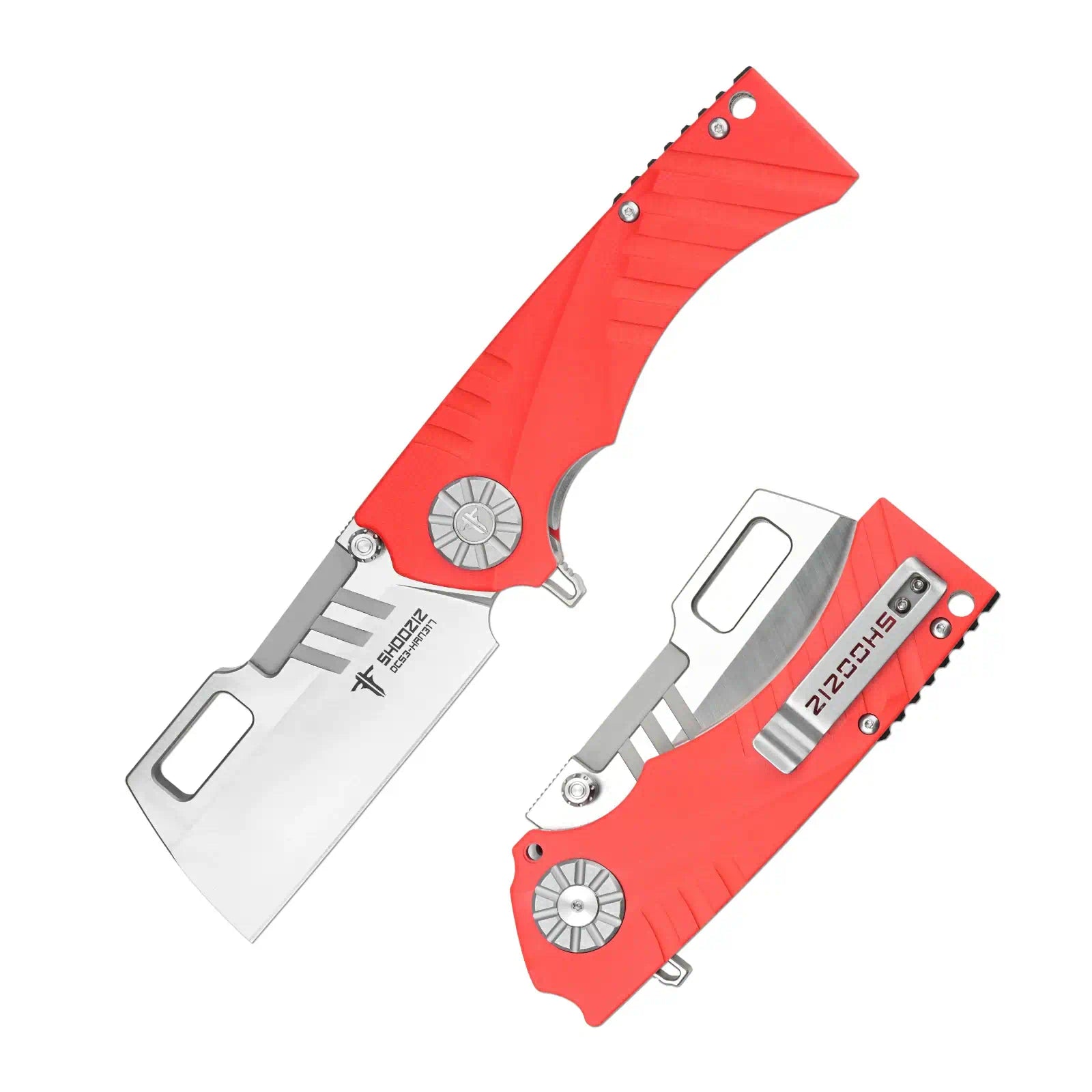 SHOOZIZ HAN317-RGS pocket knife, satin DC53 blade, red G10 handle, everyday carry