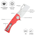 SHOOZIZ HAN317-RGST compact EDC folder, DC53 steel blade, stonewashed, red G10 handle, pocket clip