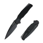 SHOOZIZ KILA-BGB EDC folding knife, NFK design, DC53 steel blade with black PVD finish, black G10 handle, black aluminum bolster, liner lock, all-black tactical look
