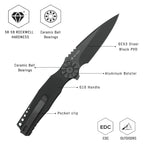SHOOZIZ KILA-BGB liner lock folder, DC53 steel black PVD, black G10, ceramic bearing, 4.65 inch closed