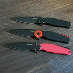 SHOOZIZ KILA-BGRB DC53 steel blade folding knife, black PVD, black G10, NFK design, 4.58 oz
