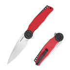 SHOOZIZ KILA-RGBS EDC folding knife, NFK design, DC53 steel blade with satin finish, red G10 handle, black aluminum bolster, liner lock, 3.15 inch blade