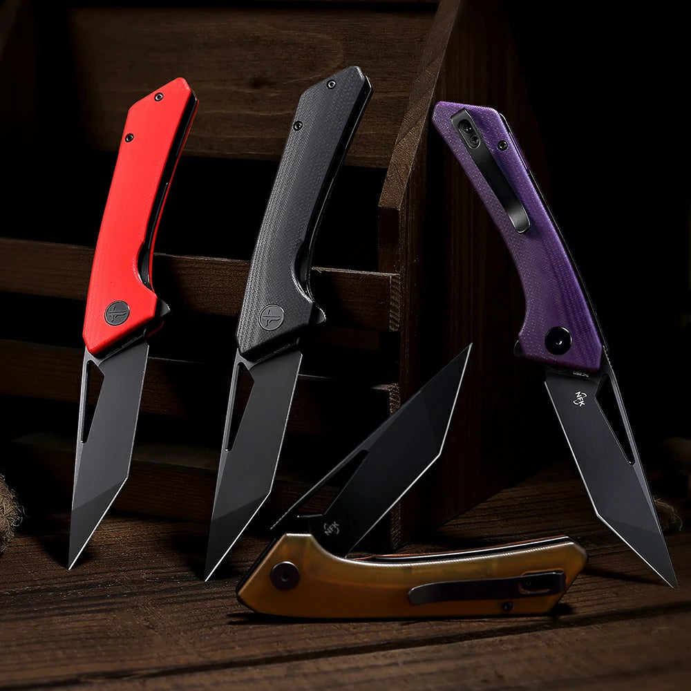 SHOOZIZ OPERATOR-BGB black G10 handle folding knife, black PVD 14C28N blade, liner lock, EDC, 3.35 inch blade