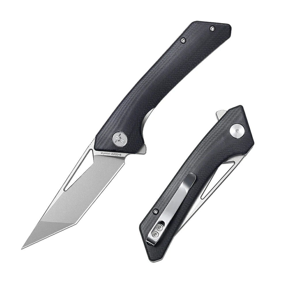 SHOOZIZ OPERATOR-BGb EDC folding knife, NFK design, 14C28N steel blade with satin finish, black G10 handle, liner lock, 3.39 inch blade, 3.68 oz