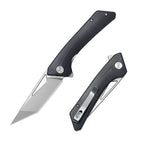 SHOOZIZ OPERATOR-BGb EDC folding knife, NFK design, 14C28N steel blade with satin finish, black G10 handle, liner lock, 3.39 inch blade, 3.68 oz