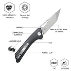 SHOOZIZ OPERATOR-BGb liner lock folder, 14C28N steel satin, black G10, ceramic bearing, 4.53 inch closed
