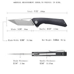 SHOOZIZ OPERATOR-BGb tactical pocket knife, satin 14C28N blade, black G10 scales, 7.72 inch overall, EDC