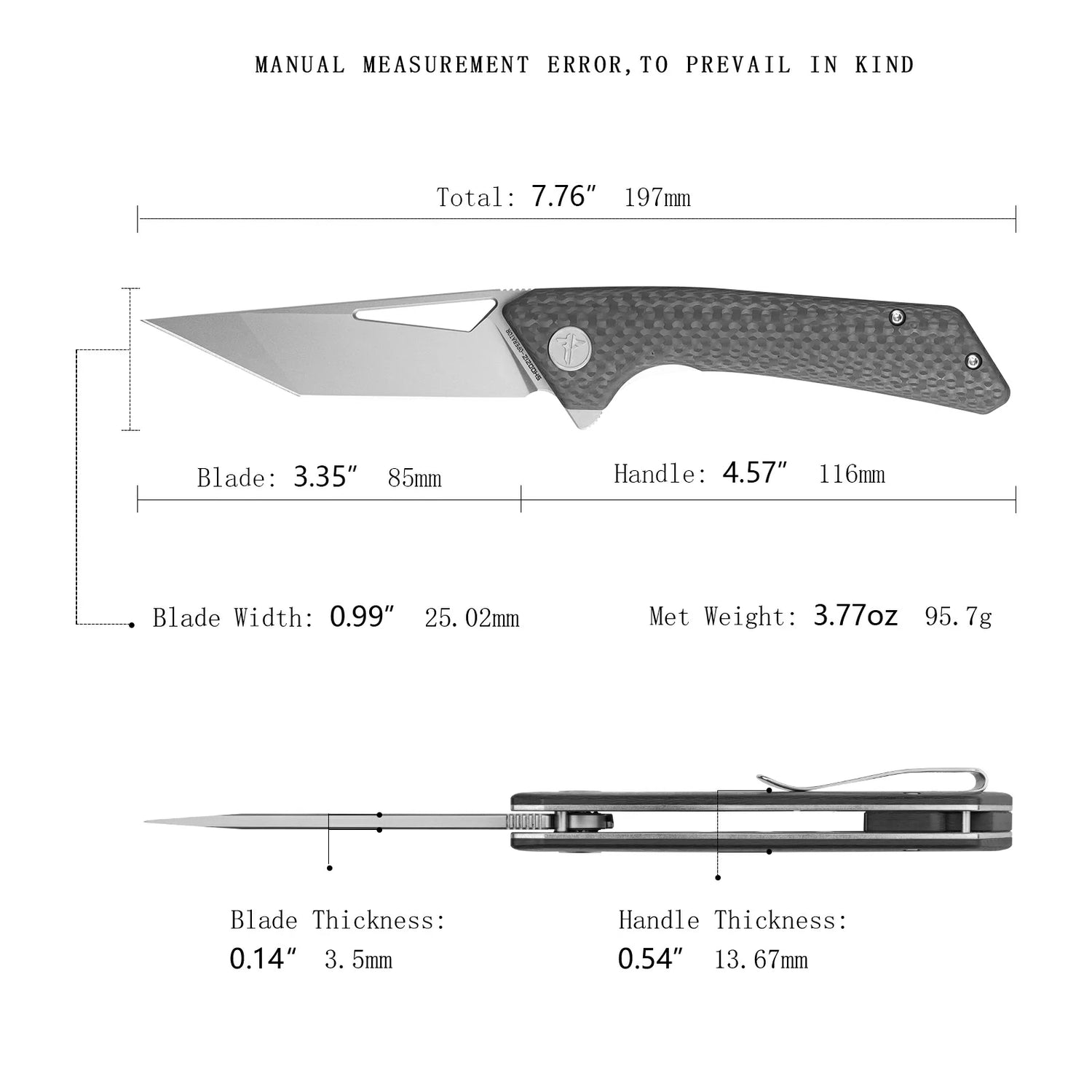 SHOOZIZ OPERATOR-CSb pocket knife, satin 14C28N blade, carbon fiber handle, lightweight everyday carry, 3.68 oz