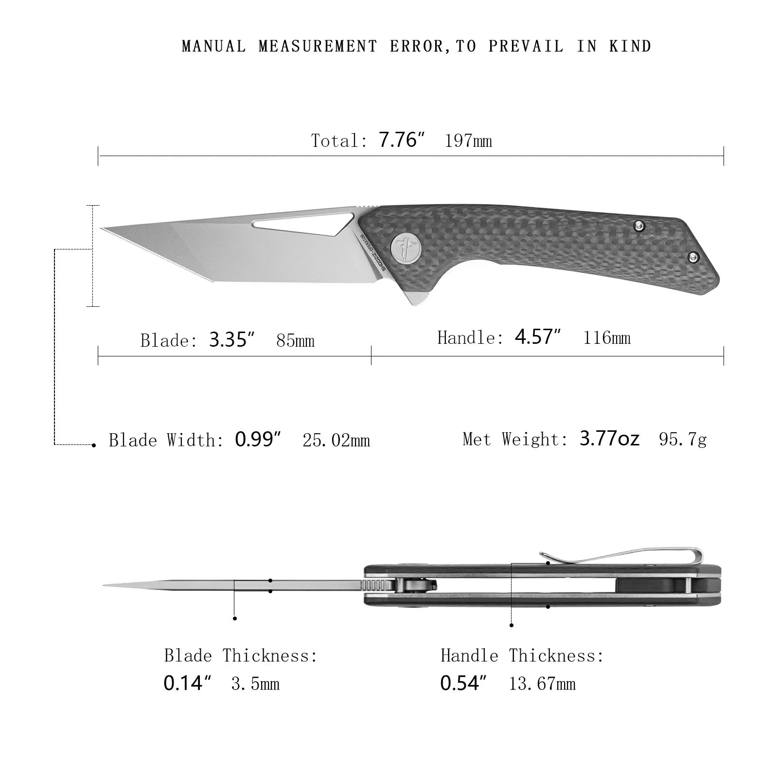 SHOOZIZ OPERATOR-CSb pocket knife, satin 14C28N blade, carbon fiber handle, lightweight everyday carry, 3.68 oz