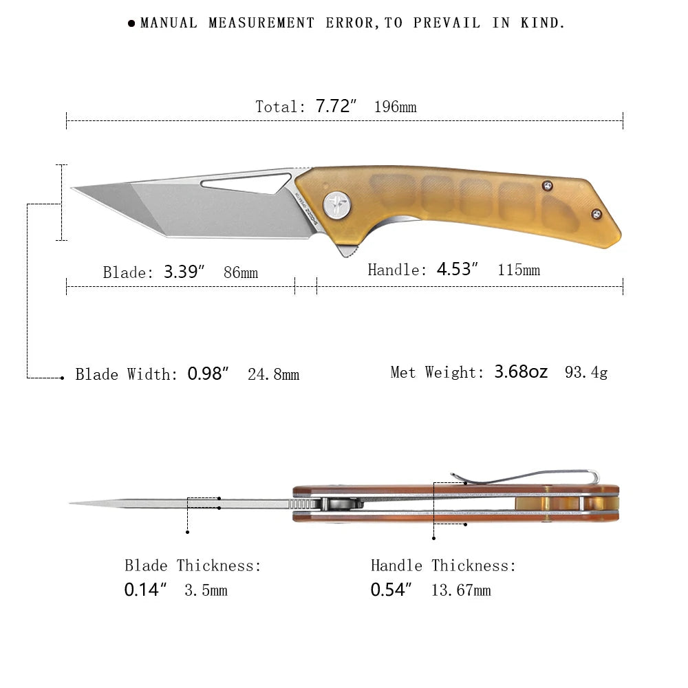 SHOOZIZ OPERATOR-JUb pocket knife, satin 14C28N blade, Ultem handle, 7.72 inch overall, lightweight EDC