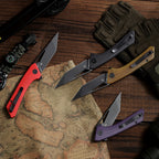 SHOOZIZ OPERATOR-PGB 14C28N steel blade folding knife, black PVD, purple G10, NFK design, 4.04 oz