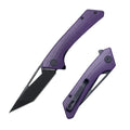 SHOOZIZ OPERATOR-PGB EDC folding knife, NFK design, 14C28N steel blade with black PVD finish, purple G10 handle, liner lock, 3.35 inch blade, 4.04 oz