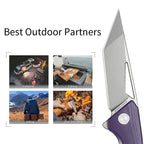 SHOOZIZ OPERATOR-PGb EDC folding knife, NFK design, 14C28N steel blade with satin finish, purple G10 handle, liner lock, 3.39 inch blade, 3.68 oz