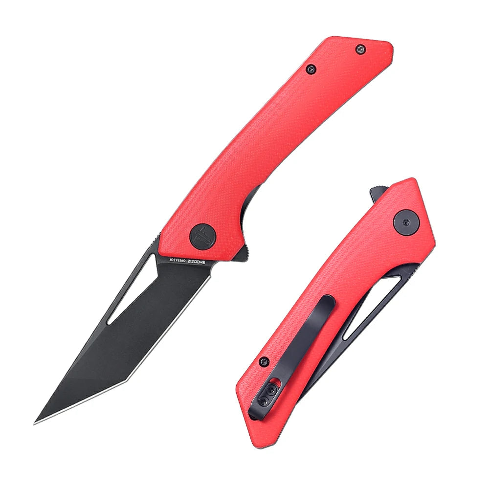 SHOOZIZ OPERATOR-RGB EDC folding knife, NFK design, 14C28N steel blade with black PVD finish, red G10 handle, liner lock, 3.35 inch blade, 4.04 oz