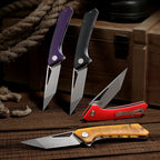 SHOOZIZ OPERATOR Series compact EDC folder, 14C28N steel, satin, purple G10 handle, pocket clip, 3.68 oz