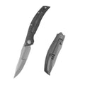 SHOOZIZ SERPENT-TiBCST folding knife, ELMAX steel black stonewashed blade, black carbon fiber and TC4 titanium handle, frame lock.