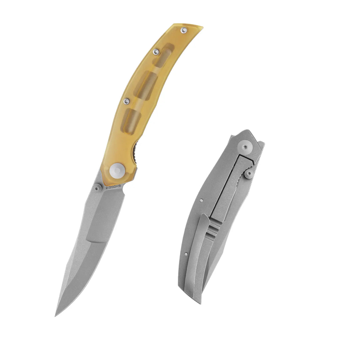 SHOOZIZ SERPENT-TiUST folding knife, ELMAX steel black stonewashed blade, Ultem and TC4 titanium handle, frame lock.