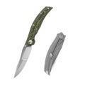SHOOZIZ SERPENT-TiYCAH folding knife, ELMAX steel vertical satin blade, yellow carbon fiber and TC4 titanium handle, frame lock.