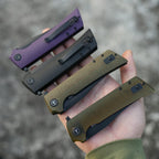 SHOOZIZ XUN112-BGB D2 steel blade folding knife, black PVD, black G10, liner lock, 3.68 oz