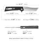 SHOOZIZ XUN112-BGS black G10 handle folding knife, satin D2 blade, liner lock, EDC, 3.39 inch blade