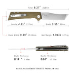 SHOOZIZ XUN112-GMS pocket knife, satin D2 blade, green Micarta handle, 7.72 inch overall, everyday carry
