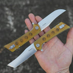 SHOOZIZ XUN112-JUS compact EDC folder, D2 steel, satin, Ultem handle, pocket clip