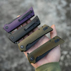 SHOOZIZ XUN113-JUB D2 steel blade folding knife, black PVD, Ultem, liner lock, 3.68 oz