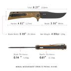SHOOZIZ XUN113-JUB tactical pocket knife, black PVD D2 blade, Ultem handle, 7.72 inch overall, everyday carry