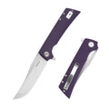 SHOOZIZ XUN113-PGS EDC folding knife, D2 steel blade with satin finish, purple G10 handle, liner lock, 3.39 inch blade