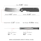 SHOOZIZ XUN119A-BGS pocket knife, satin D2 blade, black G10 handle, 9.86 inch overall length, everyday carry