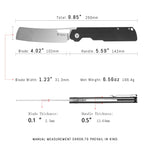 SHOOZIZ XUN119A-BGSt black G10 handle folding knife, stonewashed D2 blade, liner lock, large EDC, 3.98 inch blade