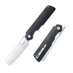 SHOOZIZ XUN119A-BMS EDC folding knife, D2 steel blade with satin finish, black Micarta handle, liner lock, 3.39 inch blade